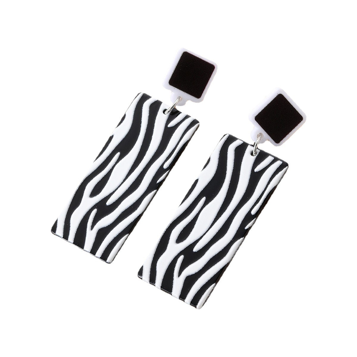 Wholesale Black & White Stripes Acrylic Earrings
